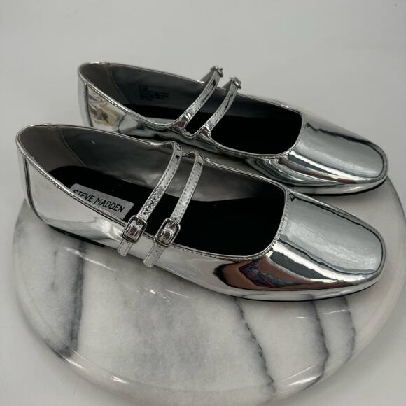 NWOB Steve Madden Silver Alisah Ballet Flats - Picture 2 of 8
